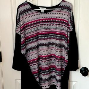 Blouse, red/blk/gray, 2x